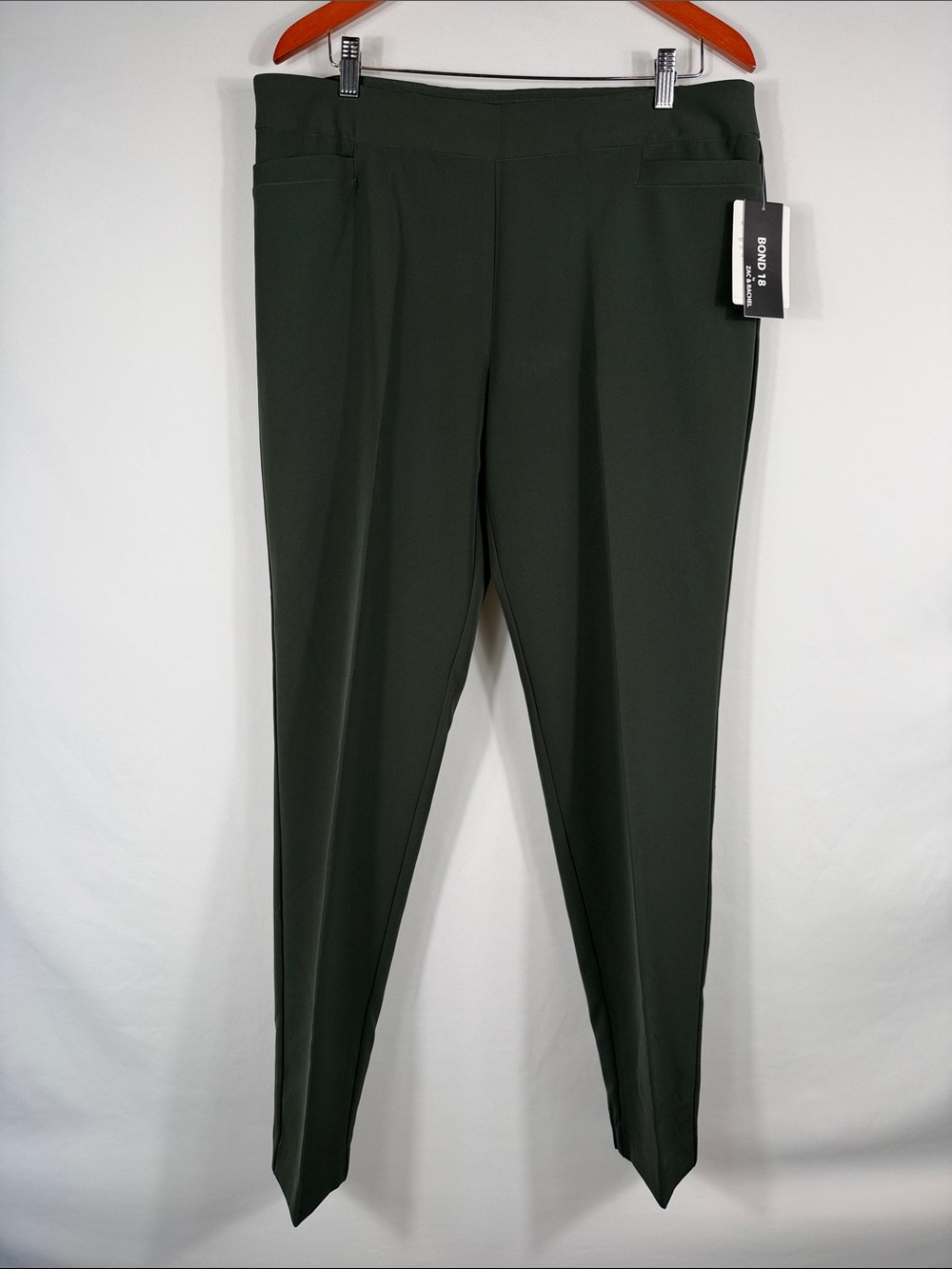 Zac & Rachel Rosin Olive Slim Leg Pants. Front pleat. Womens Size 14. NWT